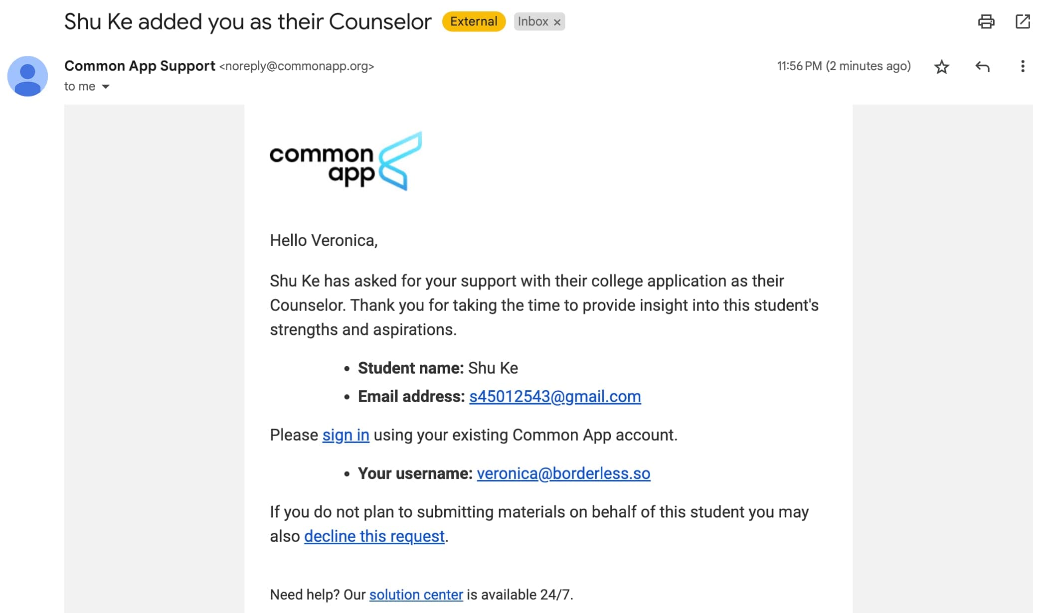 Common App screenshot